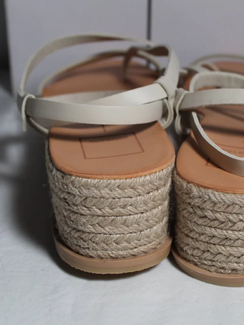 NWB Dolce Vita Ivory Stella Lorey Wedge Espadrille Sandals Ankle Strap 7.5